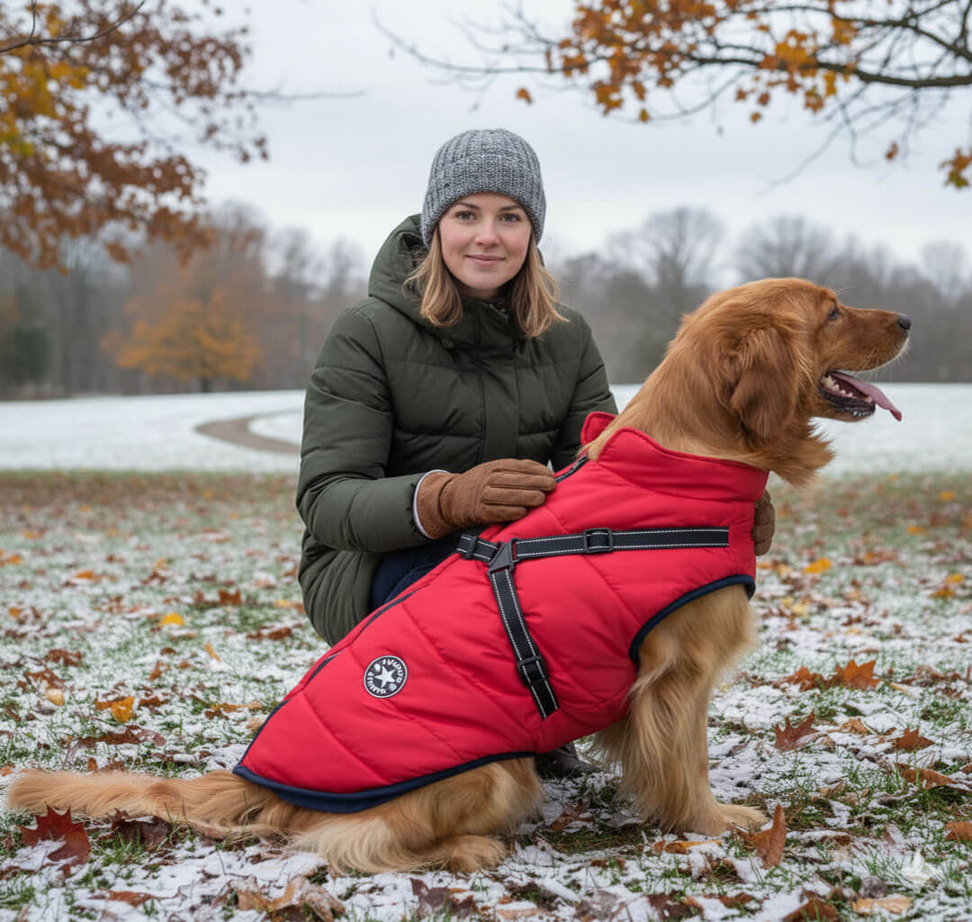 Paws Winter Dog Jacket with Built-In Harness